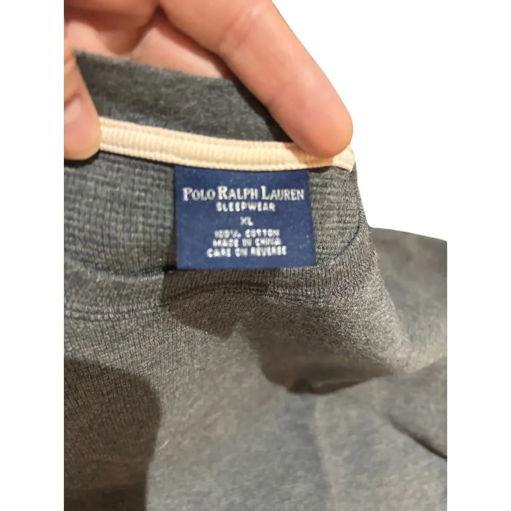 Ralph Lauren xl grey cotton thermal waffle weave sleep shirt euc